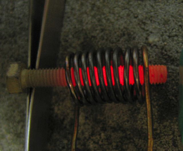 Induction heater screw red-hot