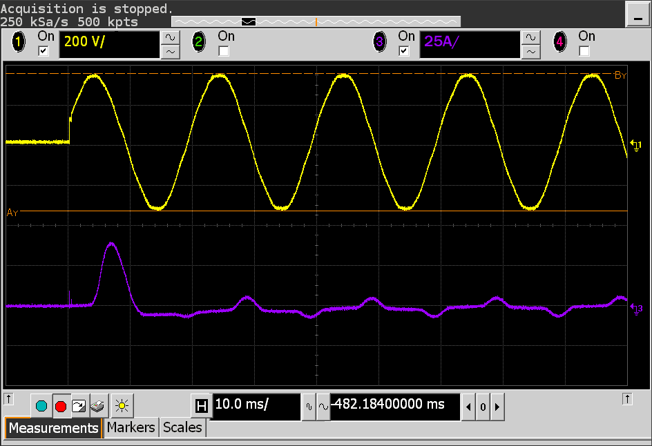 zapínací proud (skoro) v nule-C 1 uF