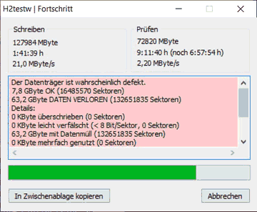 Lenovo fake 128GB microSD card H2testw test shows 8GB real capacity