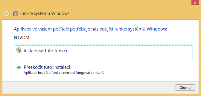 Windows 8.1 NTVDM installation dialog