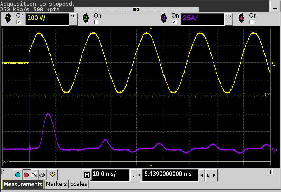 zapínací proud (skoro) v nule-C 2 uF