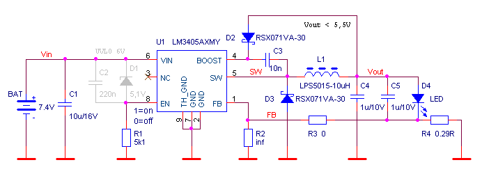LM3405 white LED driver-schema v1.2