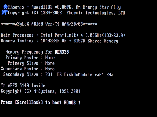 aZyLeX AB100 boot screen