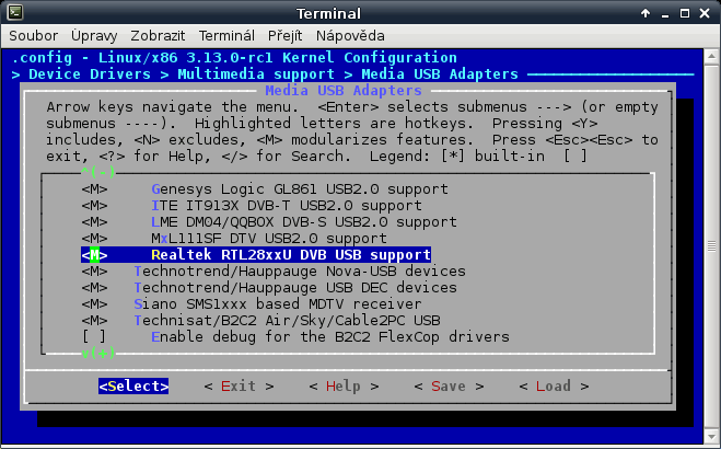 Linux kernel menuconfig